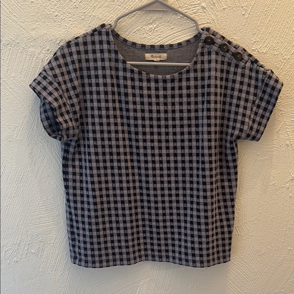 Madewell Blue Boxy Cuffed Sleeve Blouse